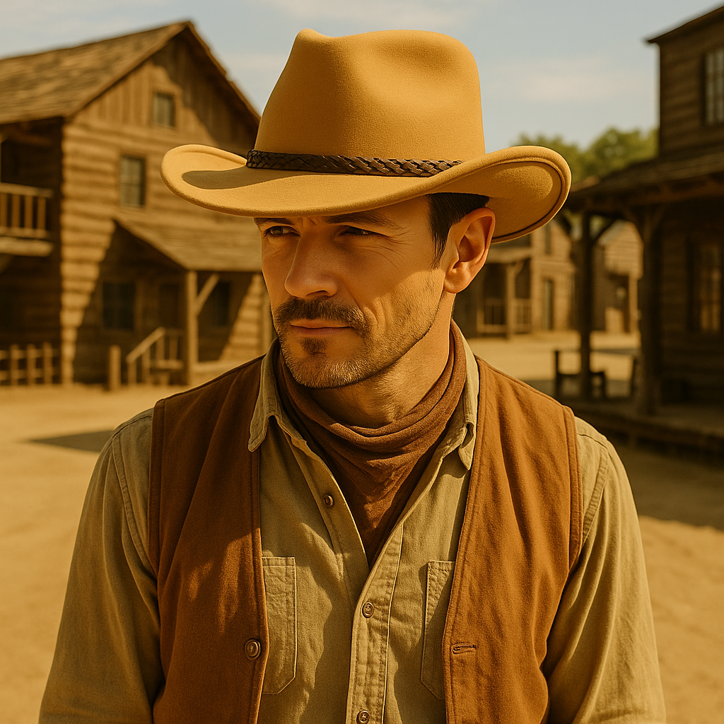 Chapeau cowboy beige, style classique du Far West