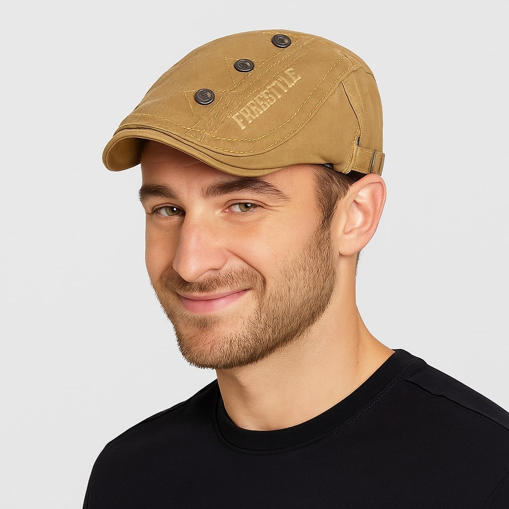 Béret en coton avec broderie 'FREESTYLE' sur le côté