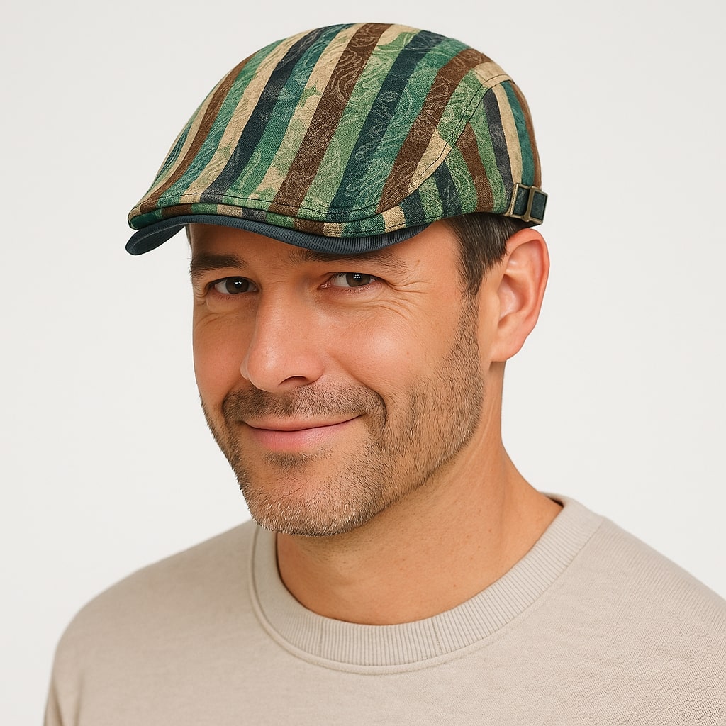 Béret en coton avec rayures verticales colorées