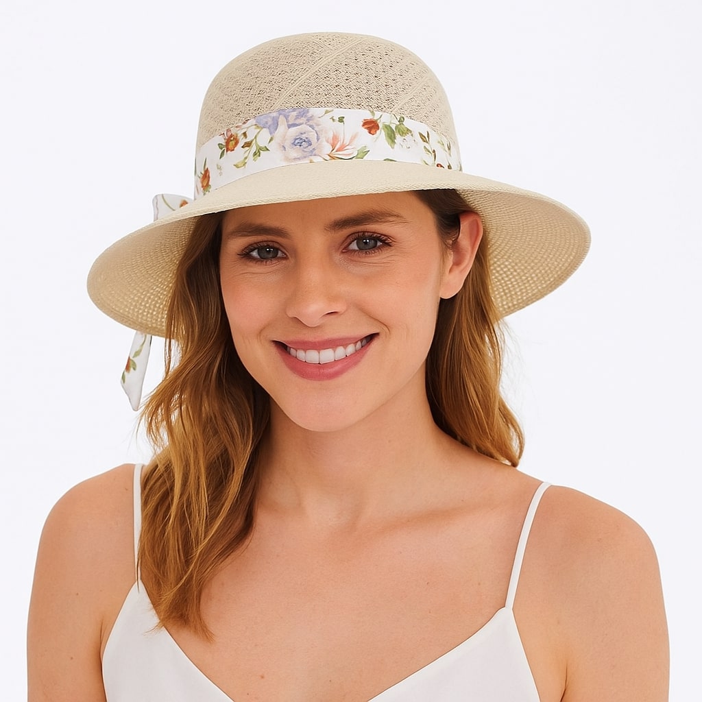 Chapeau de paille avec ruban noir, style décontracté