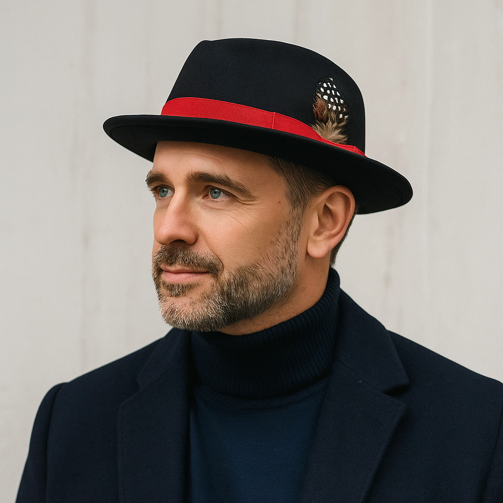 Chapeau melon classique en coton et polyester sur fond blanc