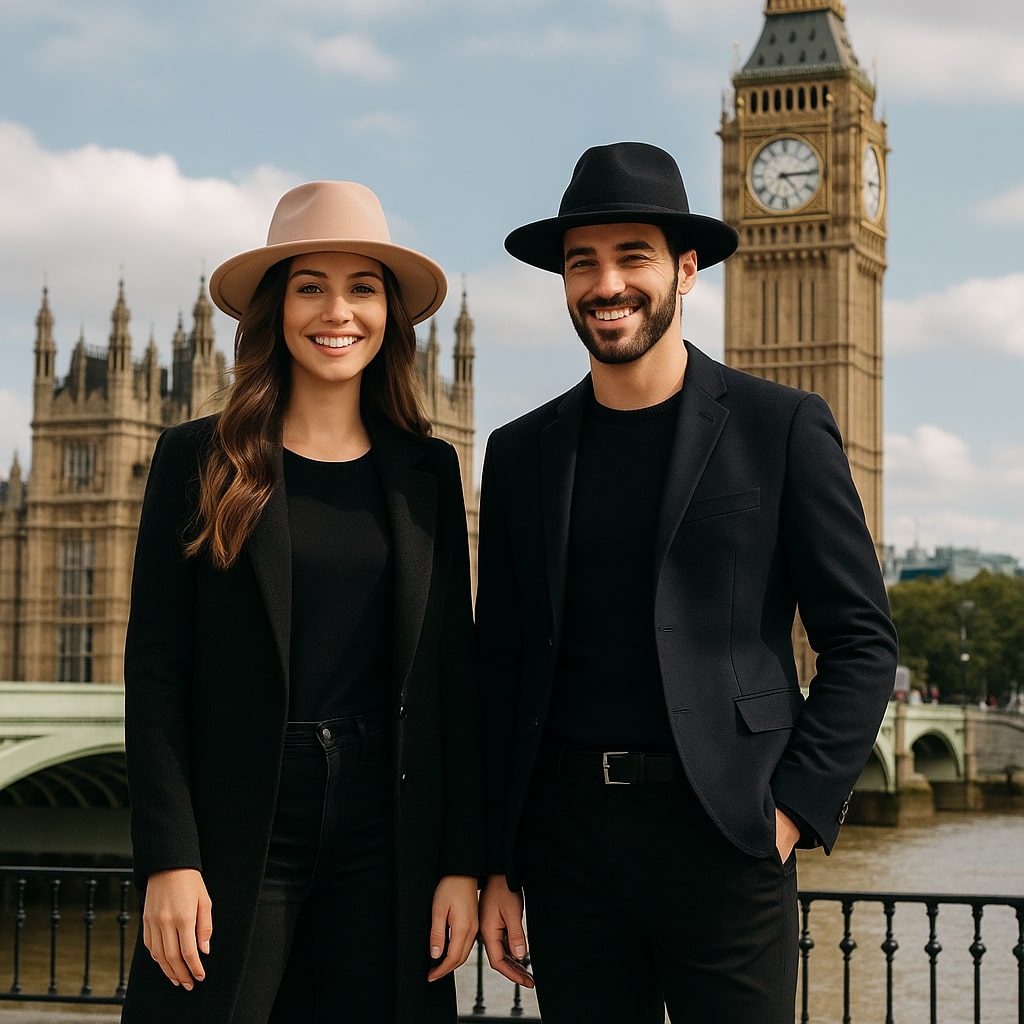 Chapeau Fedora en coton posé sur une table en bois