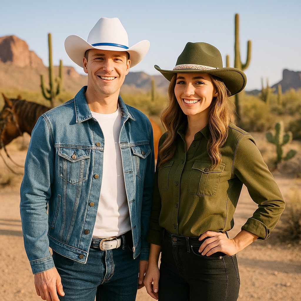 Chapeau cowboy en cuir avec cordon robuste
