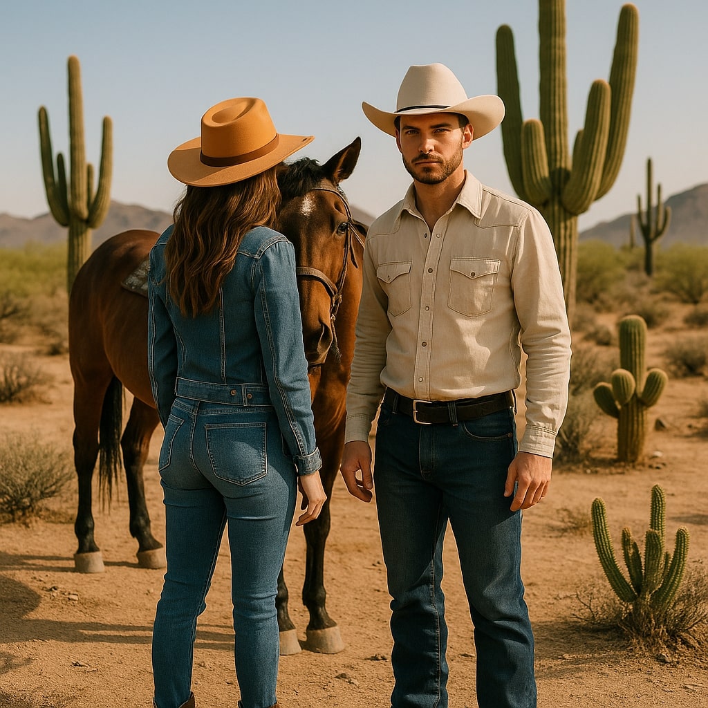Chapeau cowboy avec large bord et cordon ajustable