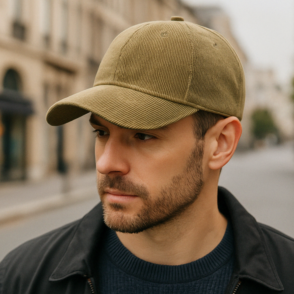 Gros plan sur la texture douce d'une casquette en velours