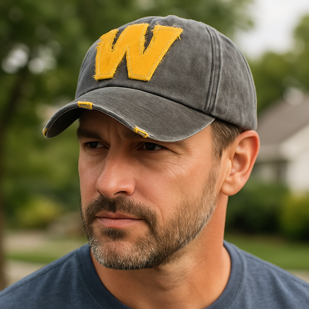 Casquette vintage avec patch 'W' contrasté sur le devant