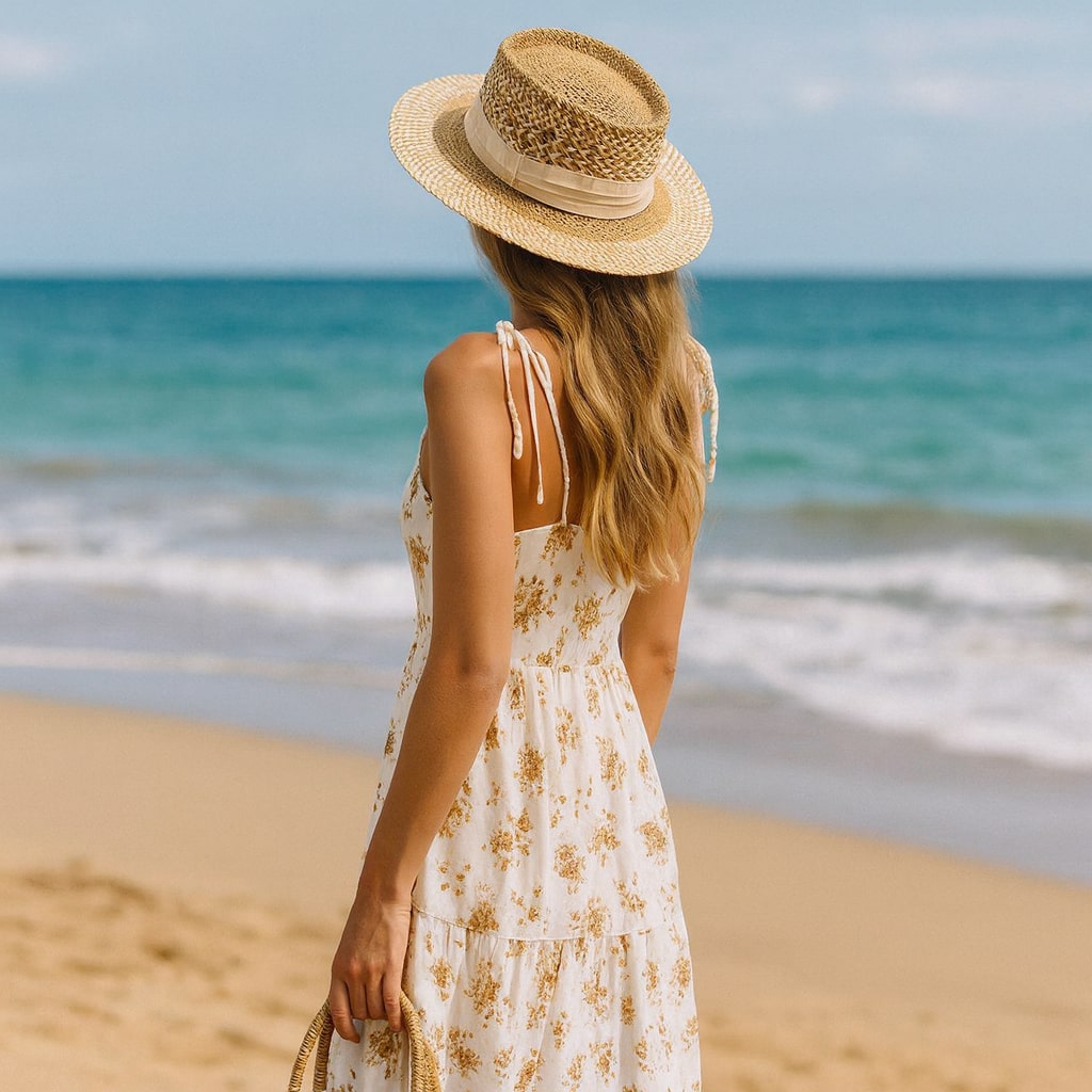 Personne portant le chapeau de paille en extérieur ensoleillé