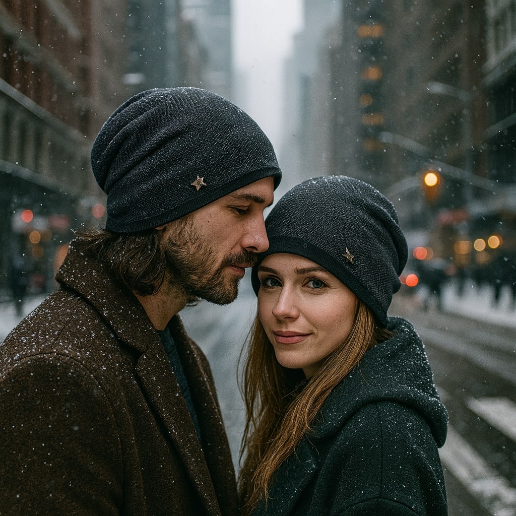 Bonnet en polaire avec motif chevron discret