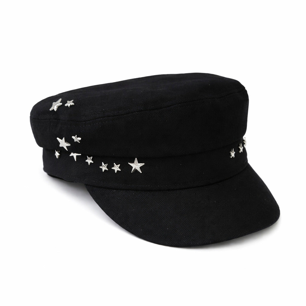 Casquette gavroche en tissu à rayures fines
