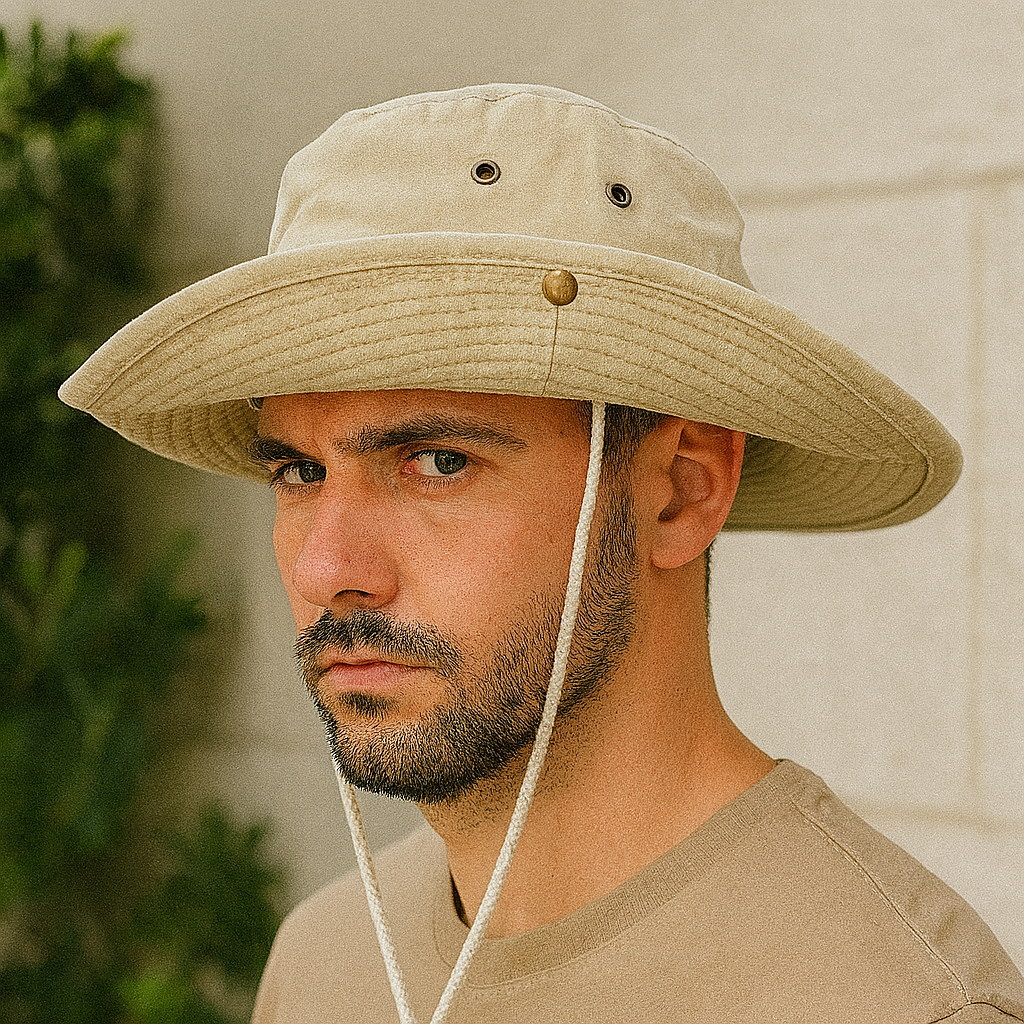 Vue de profil d'un bob outdoor avec larges bords