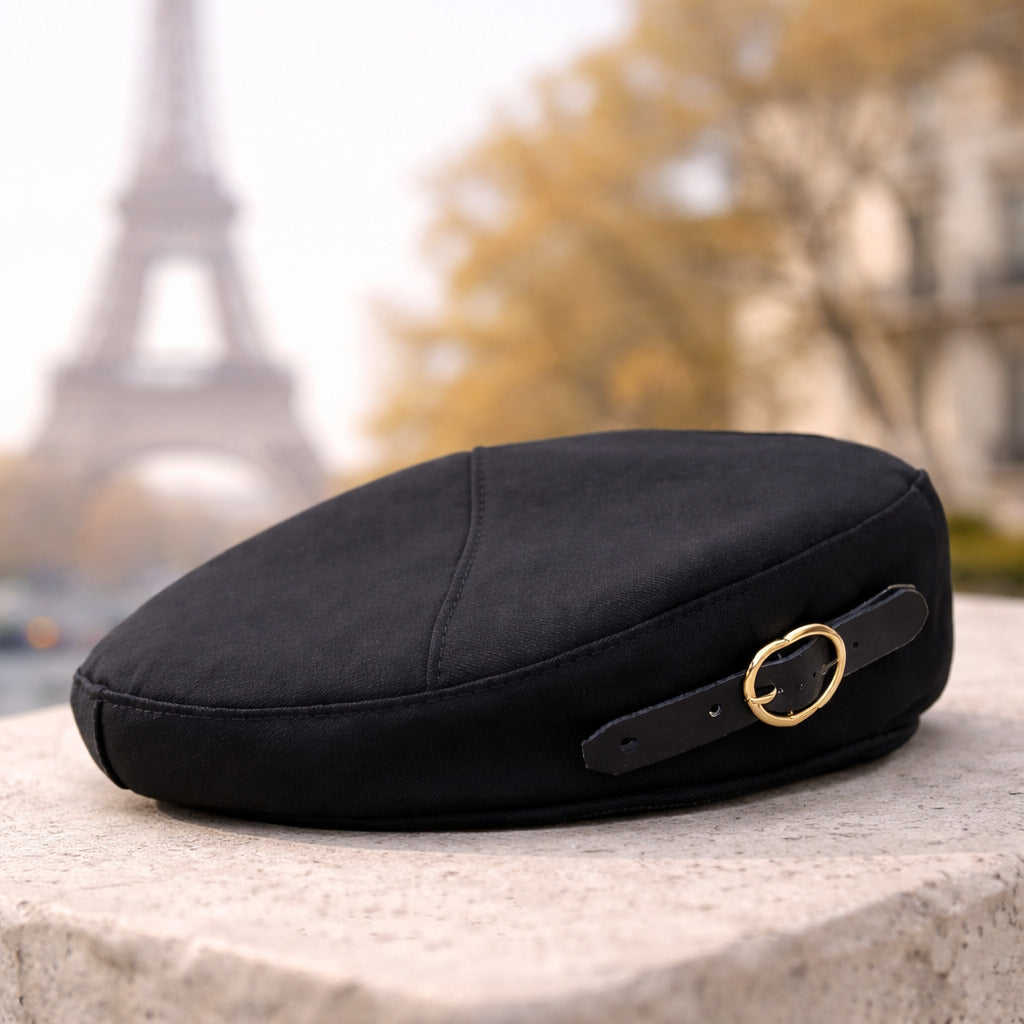 Gros plan sur un béret en coton, texture détaillée