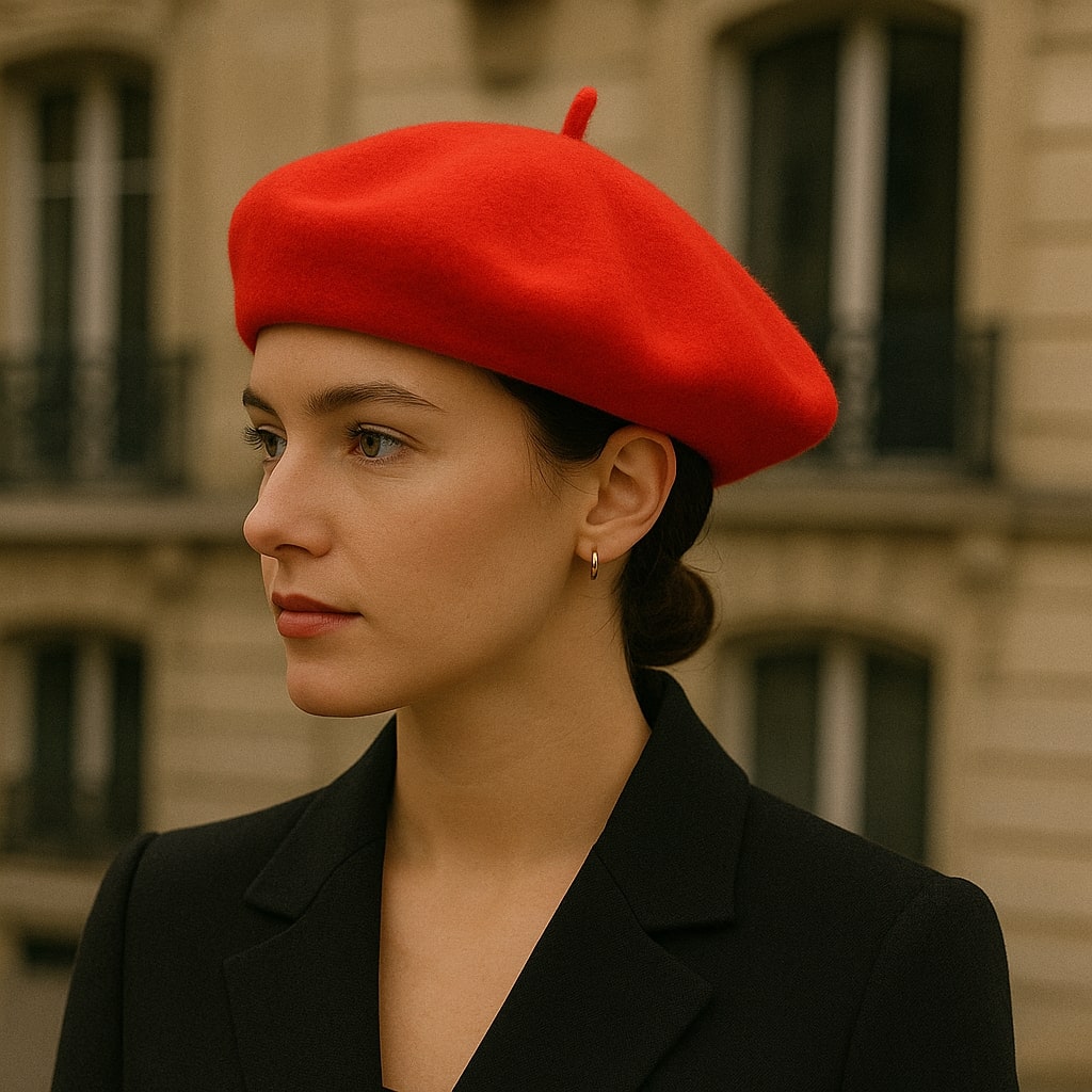Béret basque traditionnel posé sur une table en bois