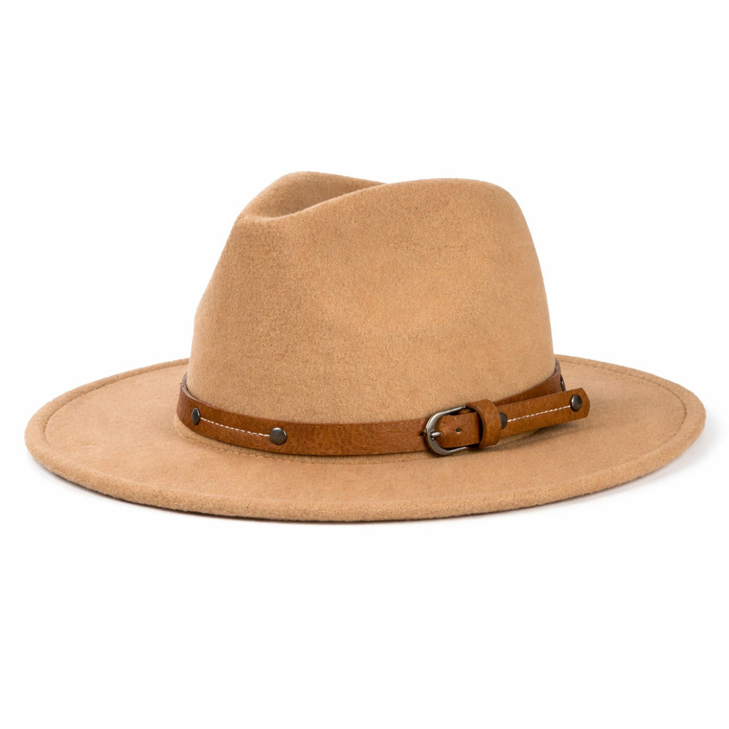 Vue de dessus d'un Fedora en laine, mettant en avant la qualité du matériau