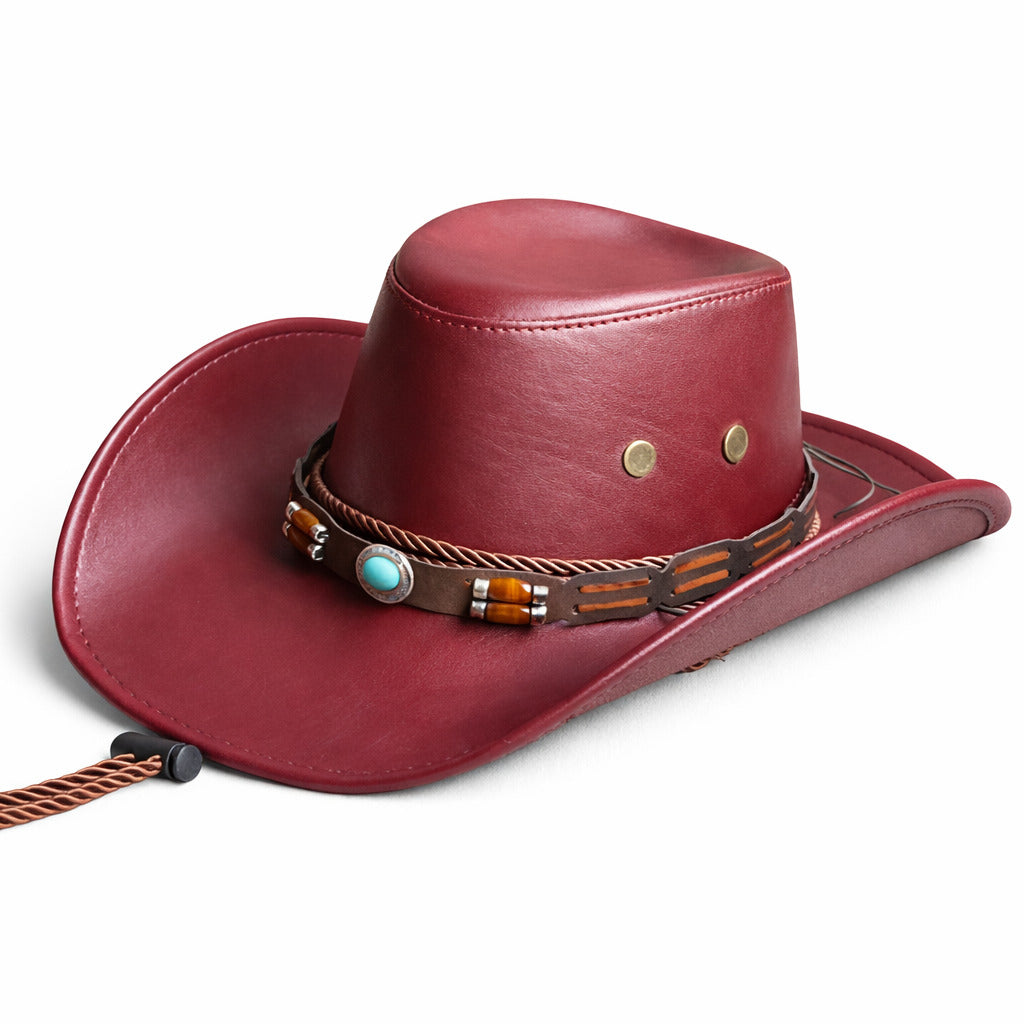 Vue de dessus d'un chapeau cowboy en cuir