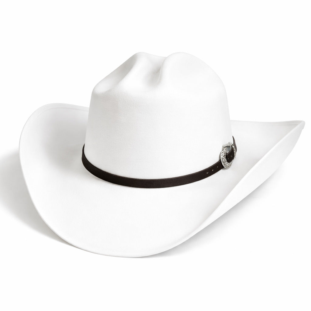 Chapeau cowboy en cuir avec détails de couture