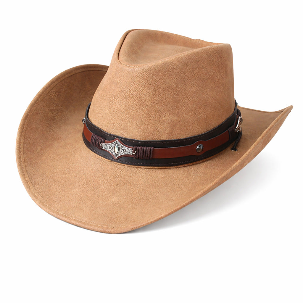 Chapeau cowboy noir avec bordure et cordon