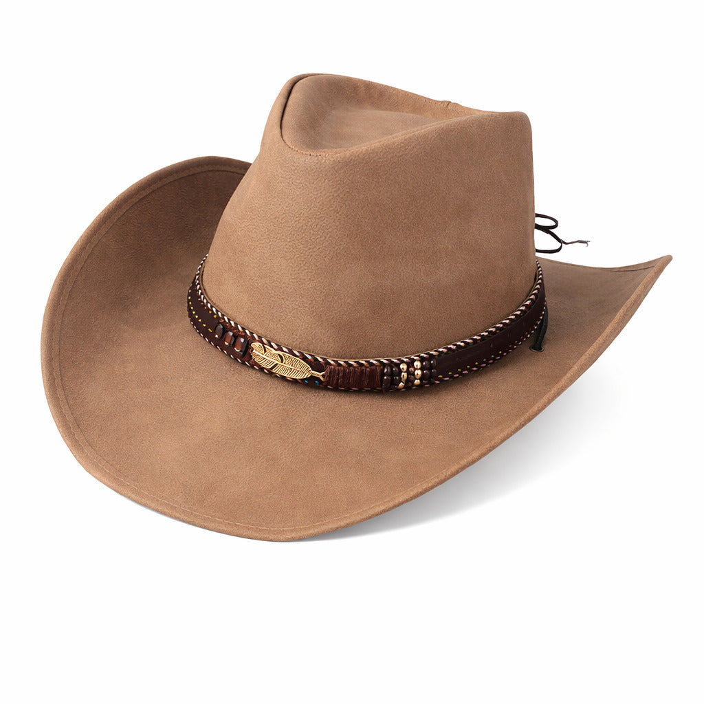 Vue de dessus d'un chapeau cowboy en cuir noir