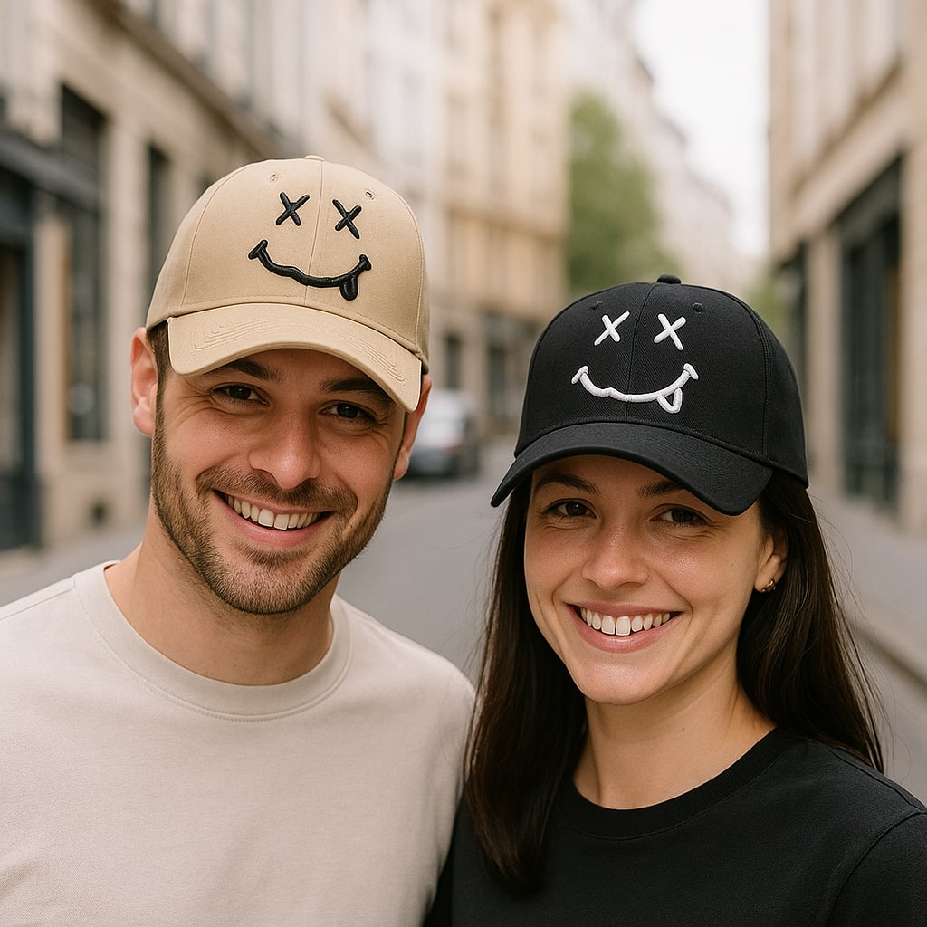 Casquette ajustable avec motif brodé humoristique sur le devant