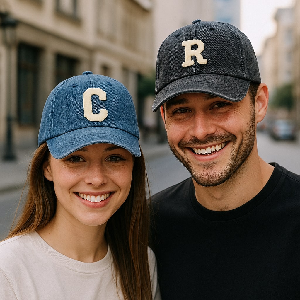 Casquette en denim avec broderie en relief sur le devant