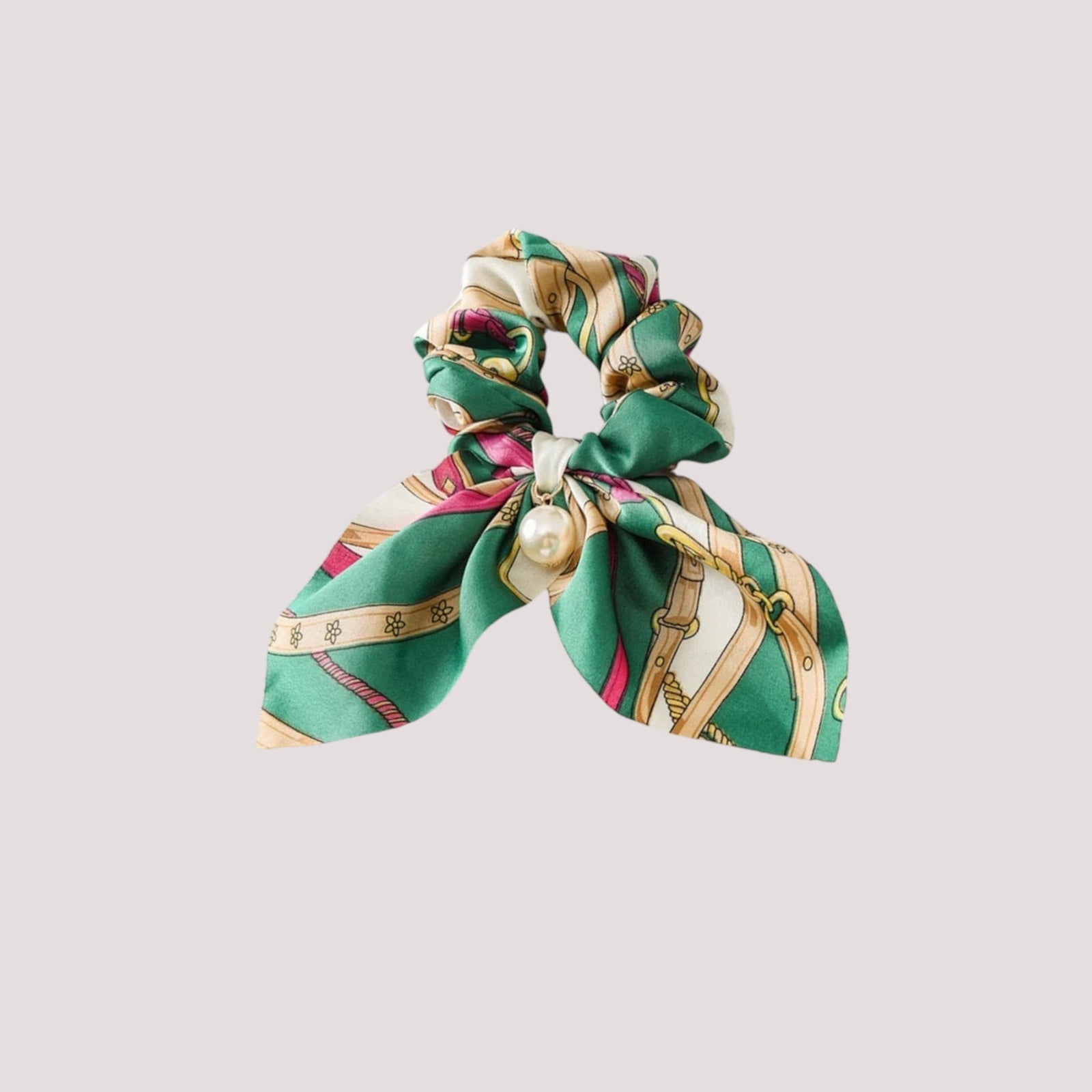 Chouchou foulard court style équitation en tissu léger