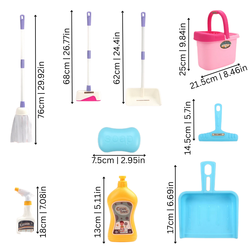 Ensemble de nettoyage en plastique avec 12 pièces colorées