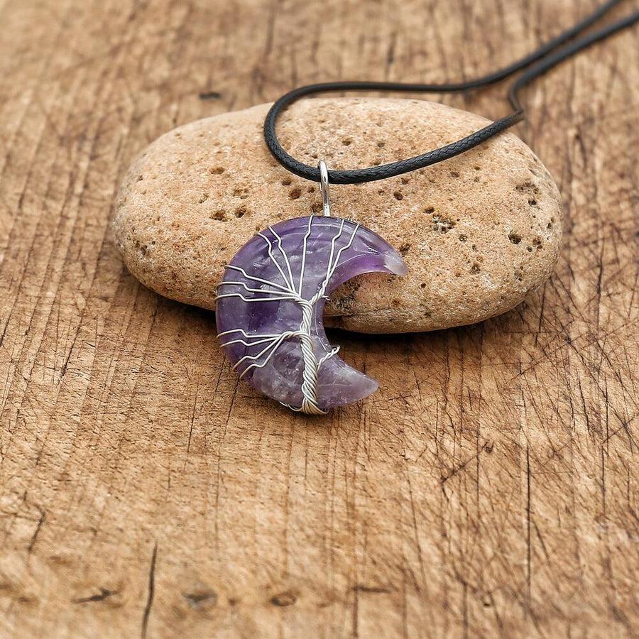Vue d'ensemble du collier Arbre de vie avec pierres variées