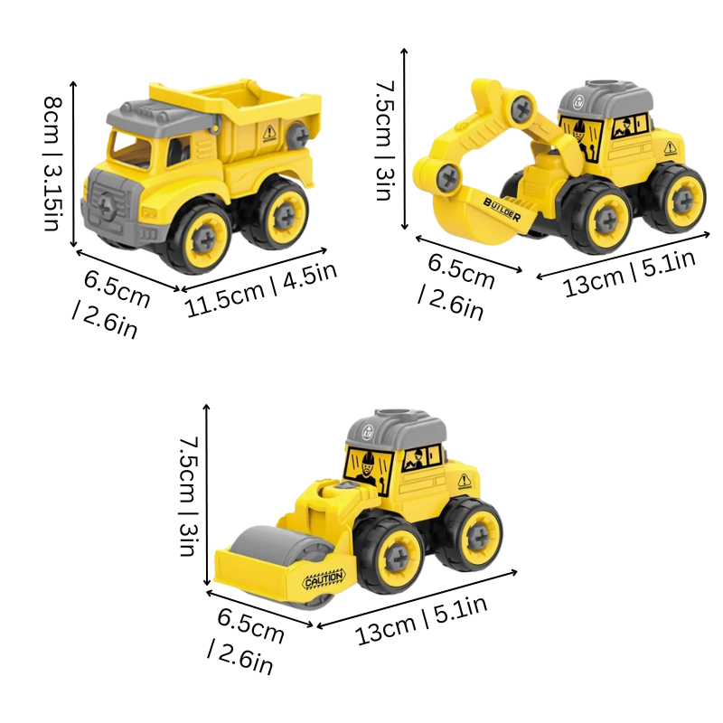 Pièces détachées pour assembler un engin de construction