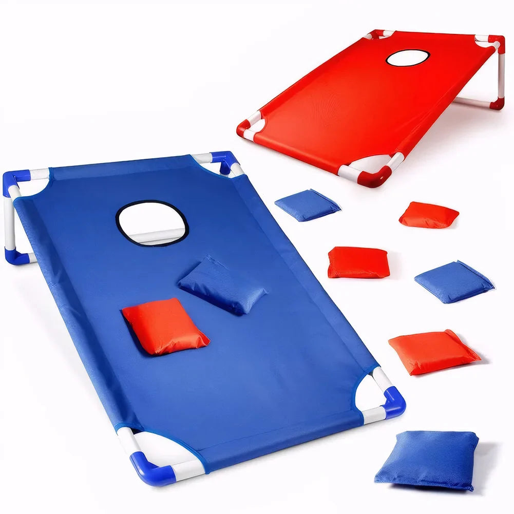 Jeu Cornhole portable installé sur terrain plat