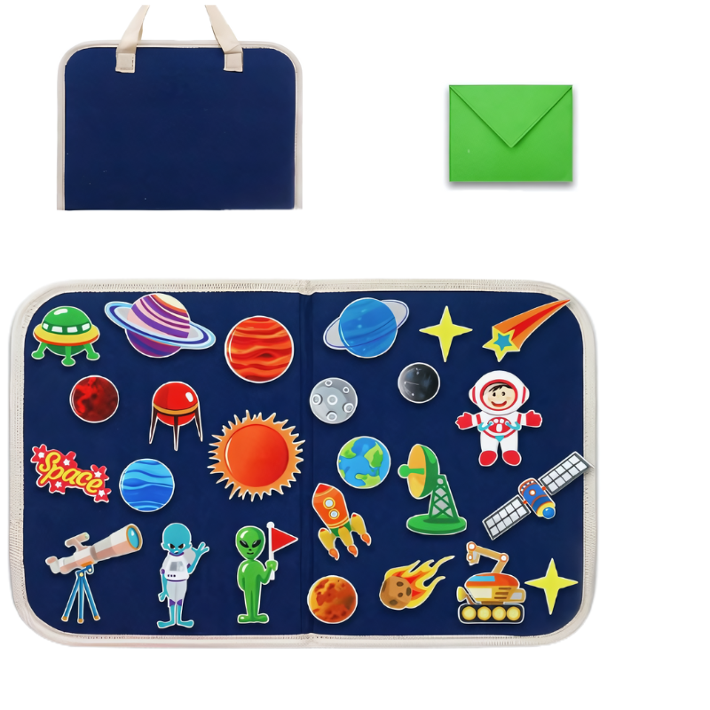 Thème cosmique en feutre avec planètes et étoiles