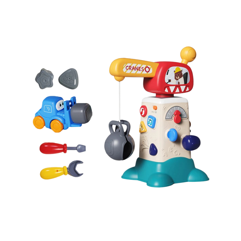 Grue de jeu avec bras articulé et accessoires variés
