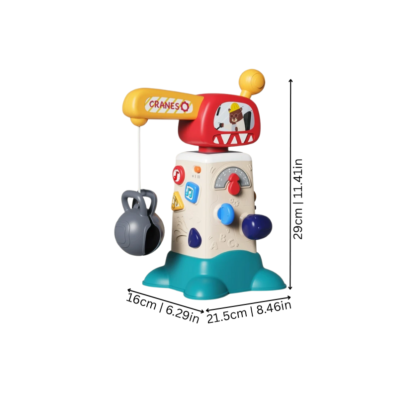 Gros plan sur une grue de jeu en plastique coloré