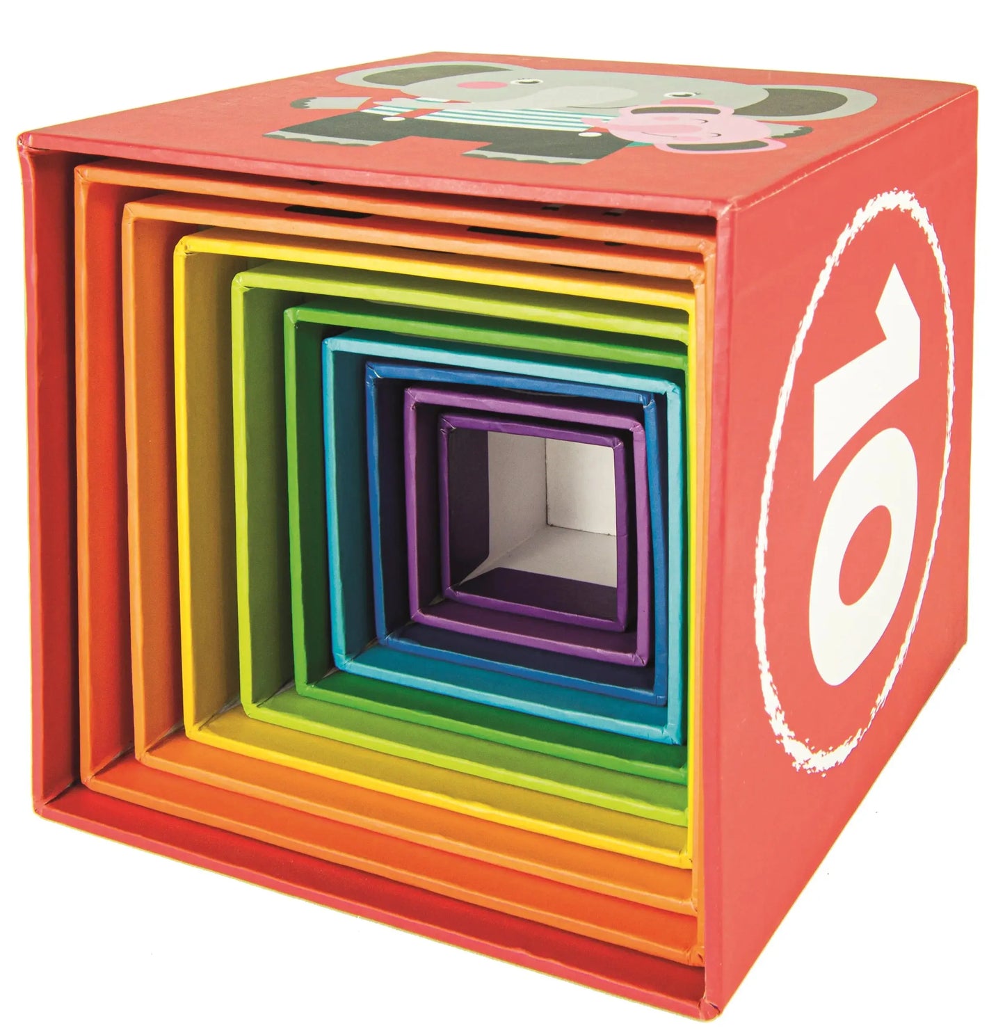 Cubes de tailles décroissantes avec motifs éducatifs variés