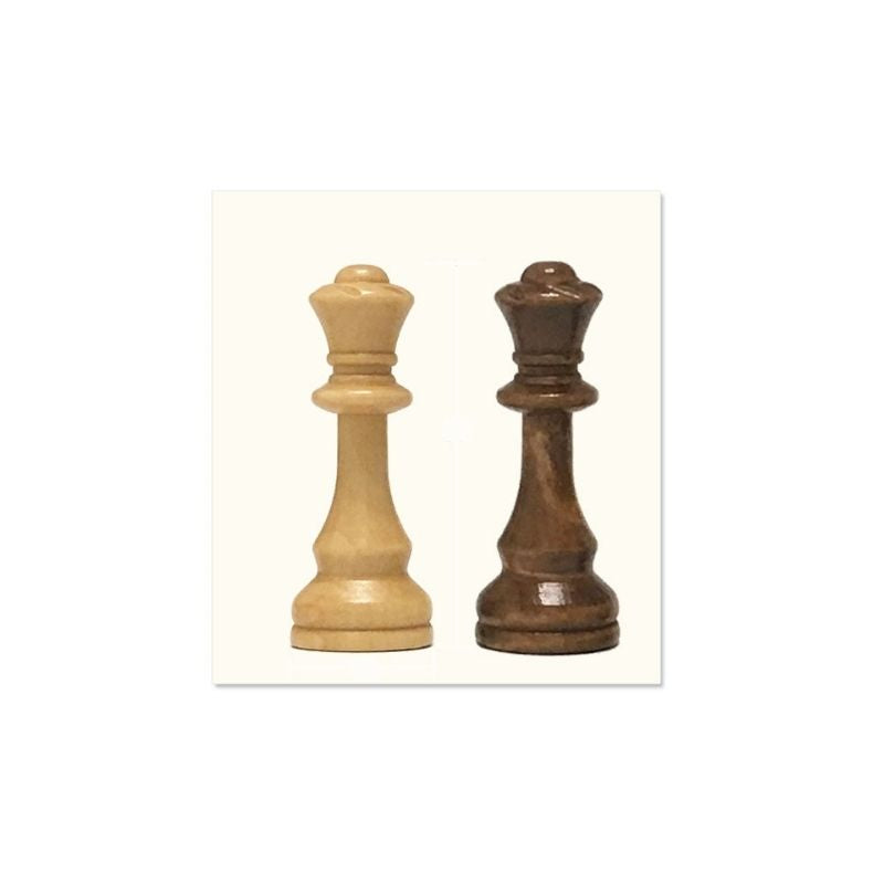 Deux dames d'échecs en bois avec base feutrée, taille 8