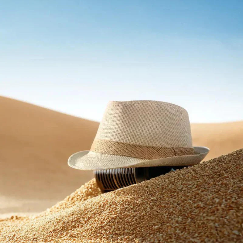 Chapeau de paille avec ruban noir sur fond blanc