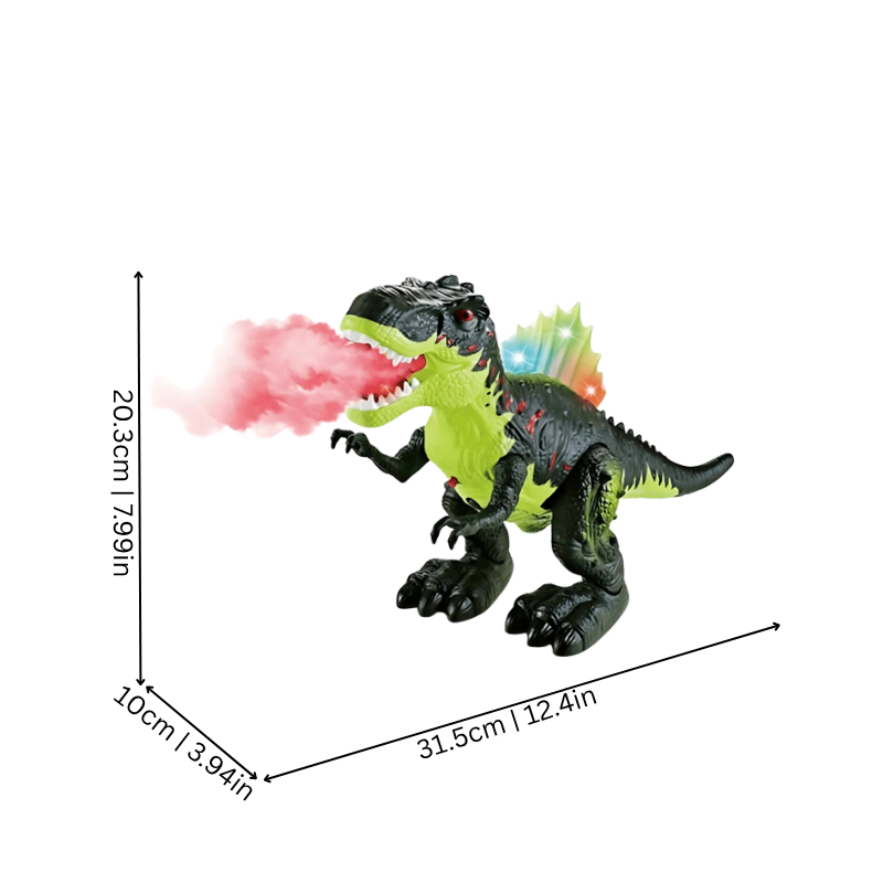 Jouet dinosaure vert avec effets lumineux et fumée