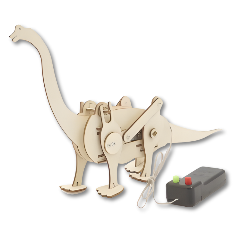 Dinosaure en bois motorisé, prêt à être décoré