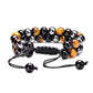 Double bracelet Shamballa avec pierres Œil de Tigre et Hématite