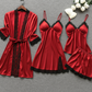 Ensemble complet de nuit en satin et dentelle