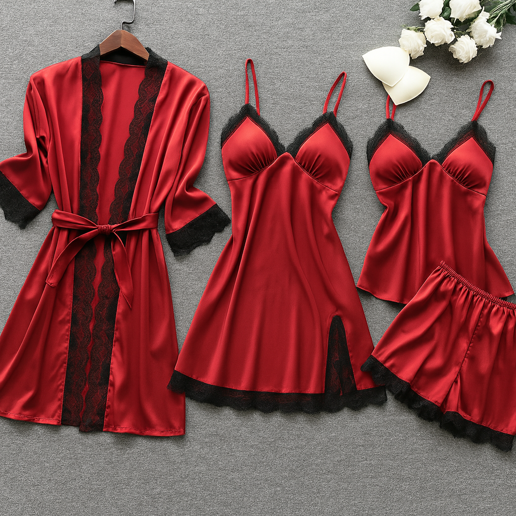 Robe kimono satinée, manches larges