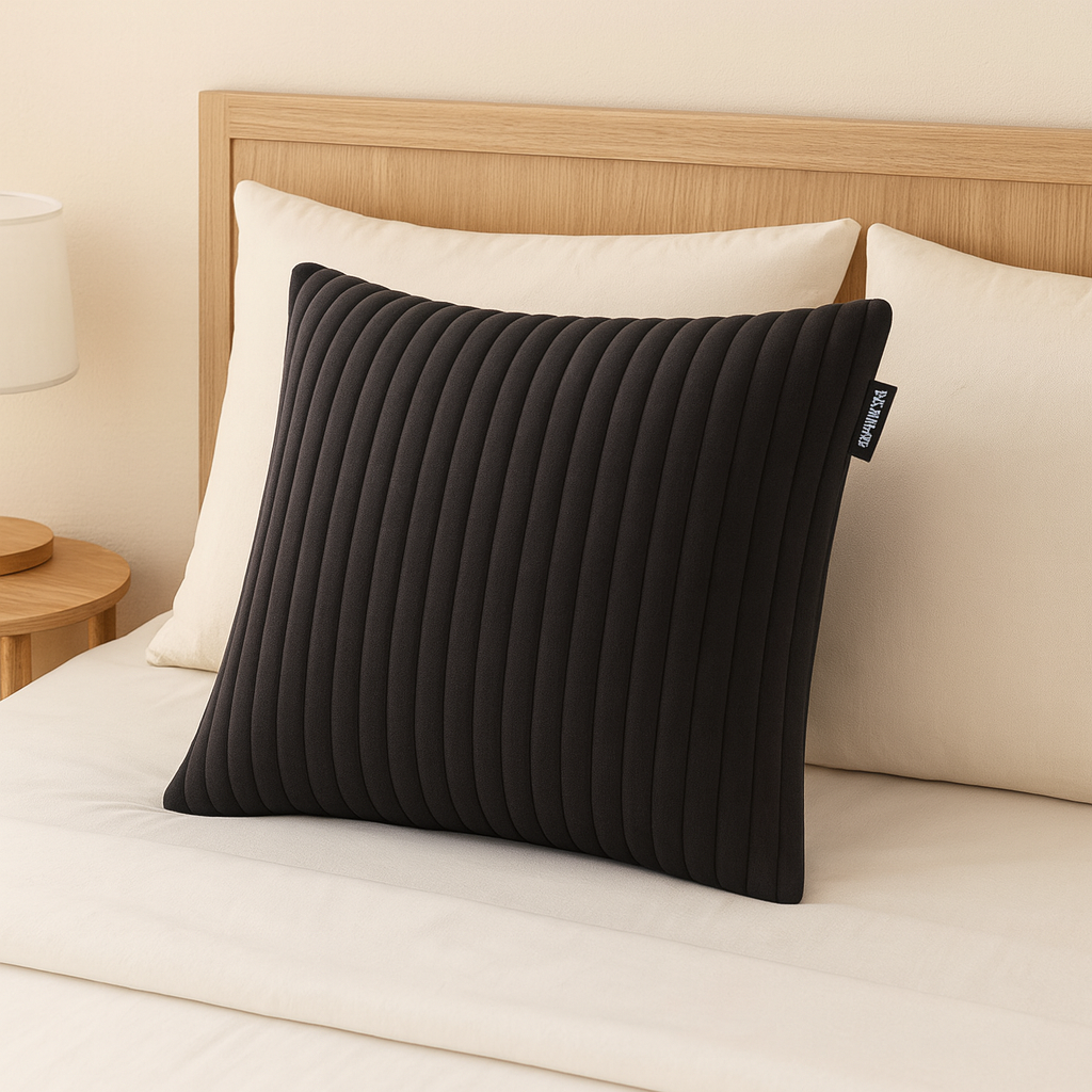 Coussin chauffant sans fil sur un canapé moderne