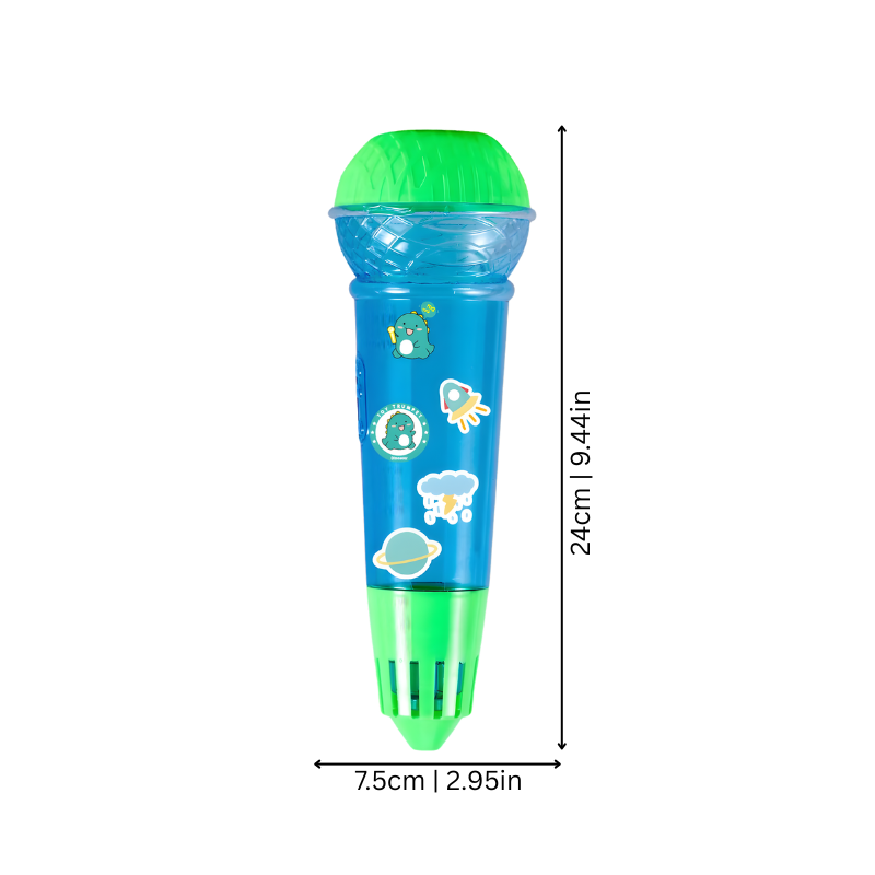 Dimensions du microphone éducatif pour enfants en gros plan