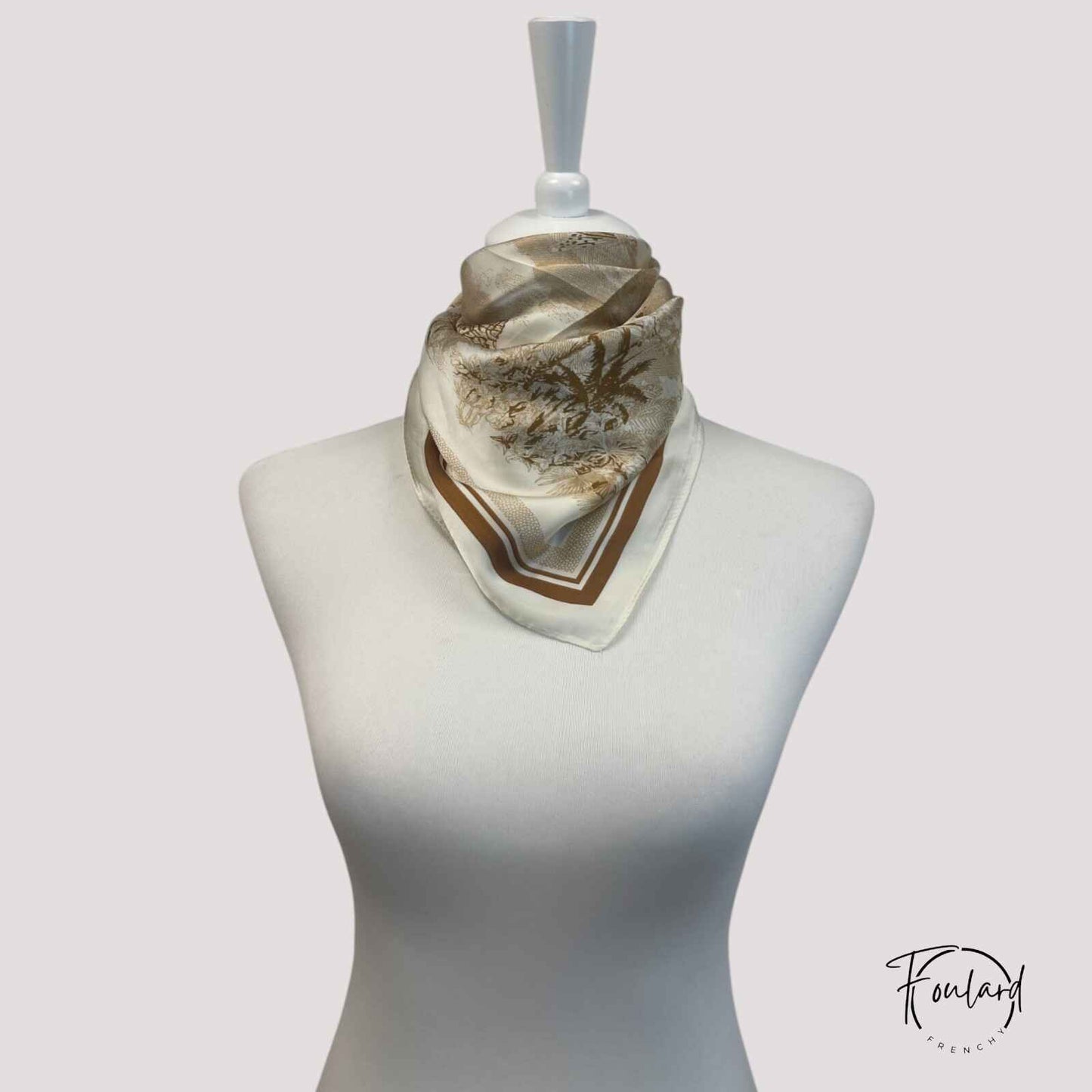 Foulard carré avec imprimé paysage vintage en tons chauds