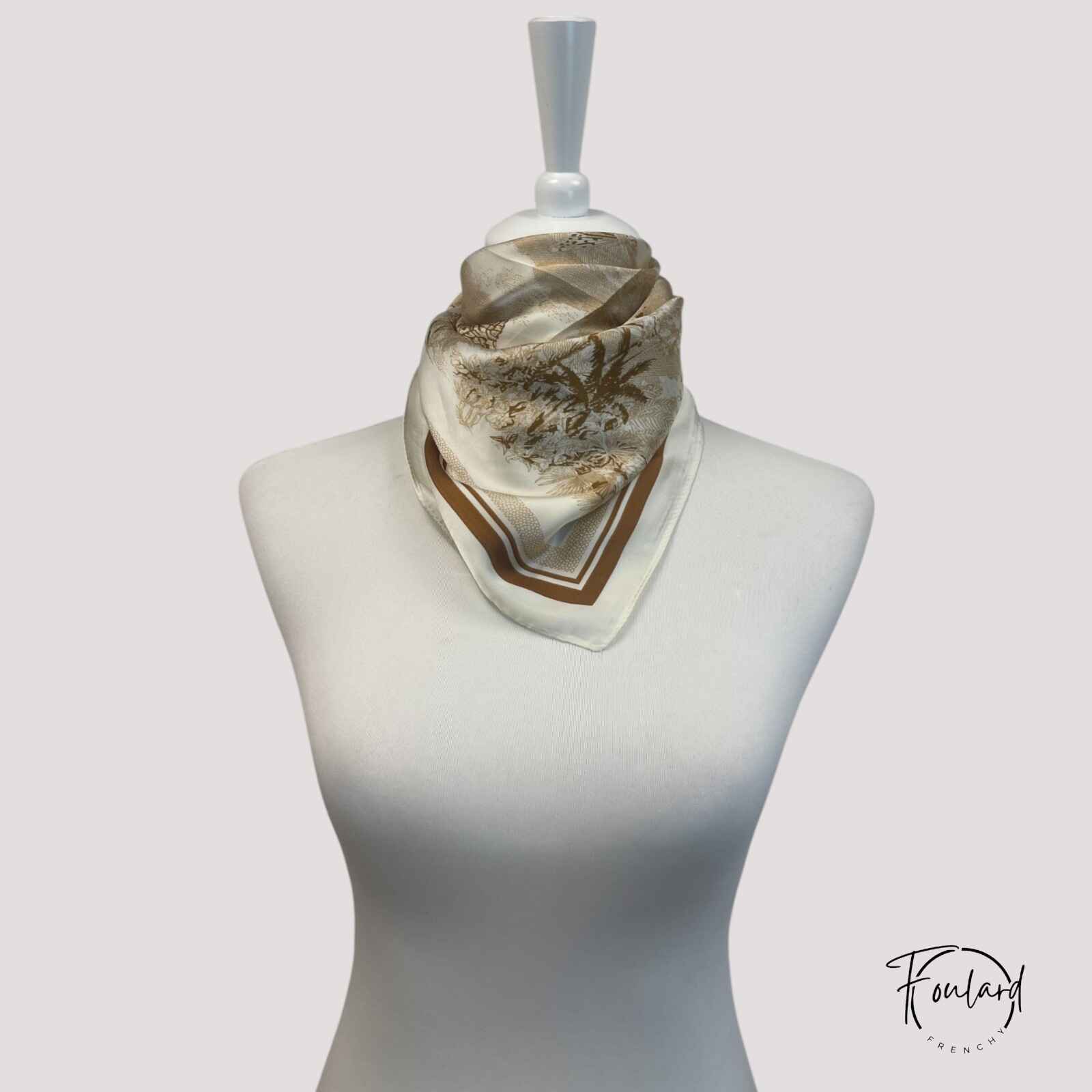 Foulard carré avec imprimé paysage vintage en tons chauds