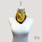 Foulard carré floral jaune avec bord marron