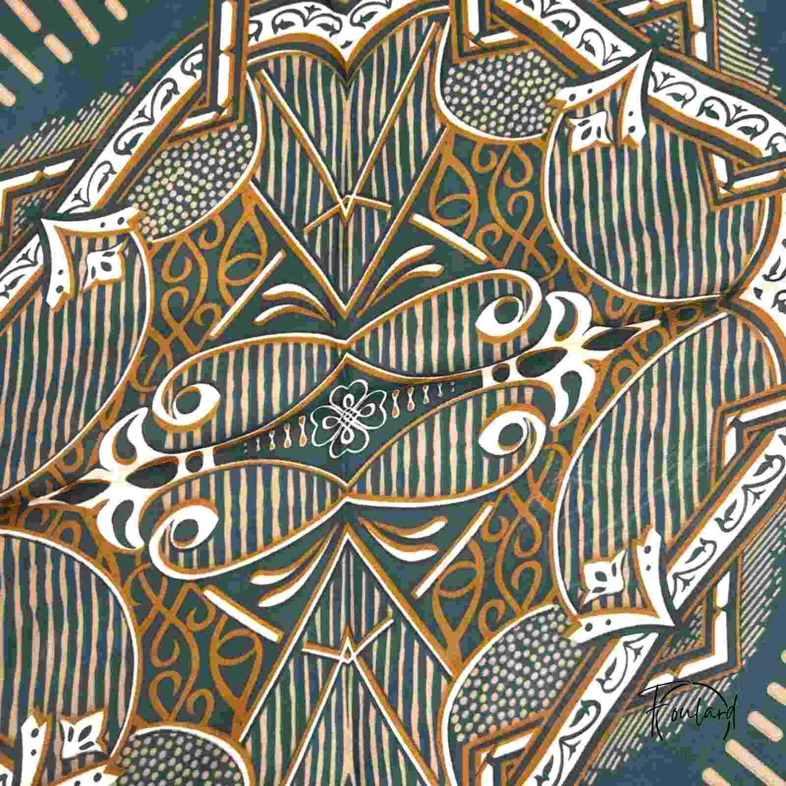 Foulard en polyester doux, motifs géométriques dorés
