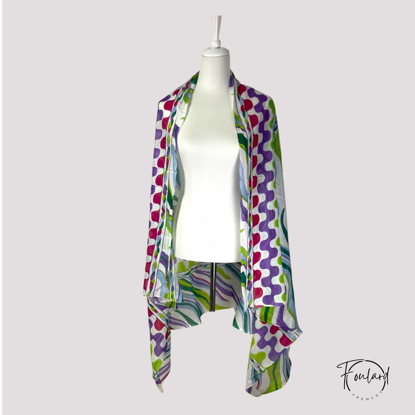 Foulard en coton léger, couleurs lilas et vert menthe