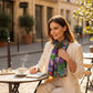 Foulard multicolore en coton, motifs ethniques abstraits
