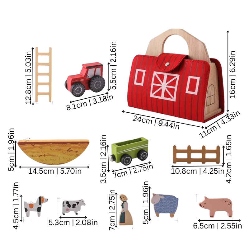 Blocs en bois empilés montrant des animaux de la ferme