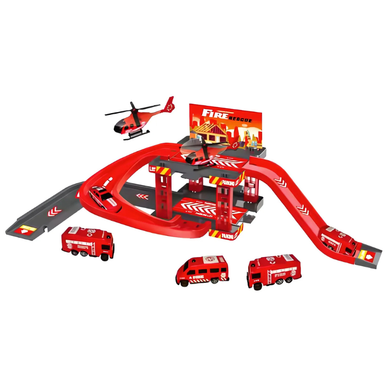 Station de secours pompier avec accessoires interactifs