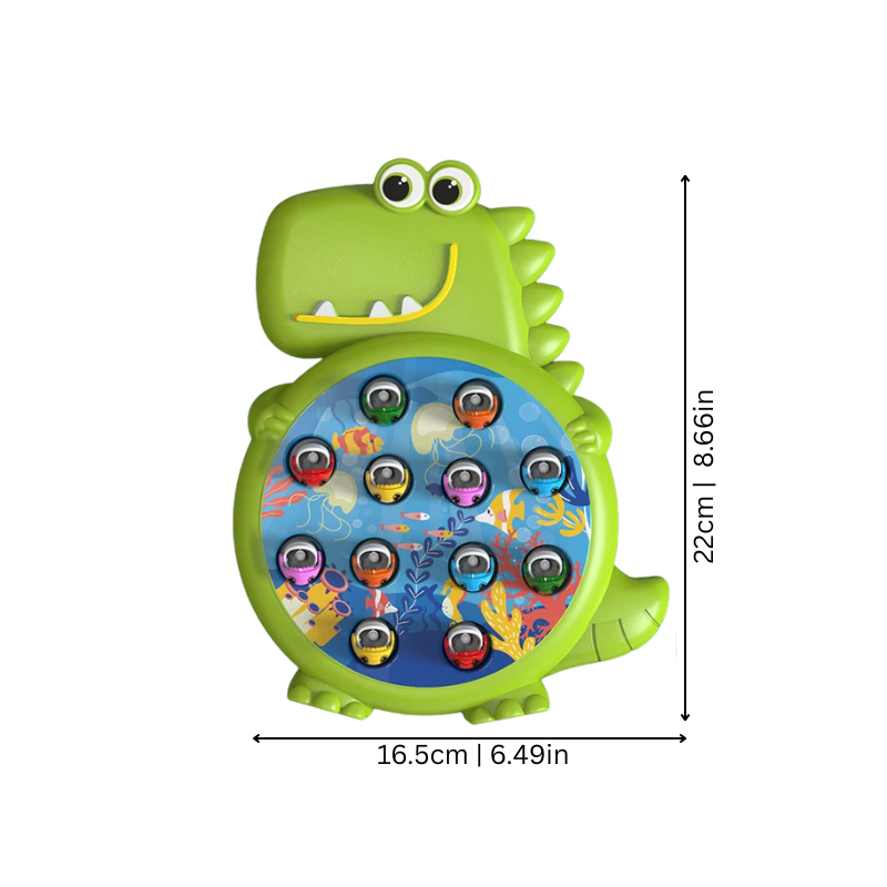 Dimensions du jeu de pêche magnétique avec détails des composants